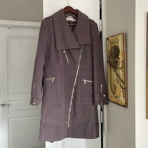 Karen Millen Taupe/Gray Coat  silver zippers. Excellent Condition!
